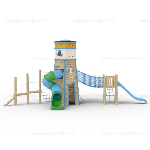 Phare pour aire de jeux extérieure en bois de robinier